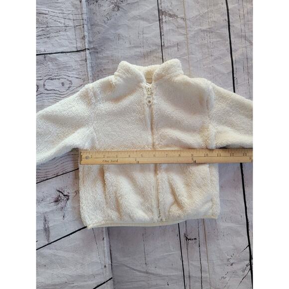 Uniqlo Sherpa Fleece Jacket Baby 12-18month Off White Full Zip Pocket Outdoor - Picture 5 of 6